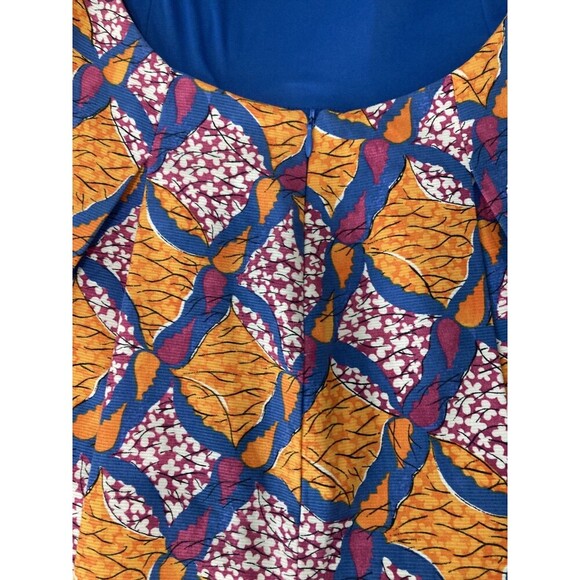 ZARA TRAFALUC Dress Women Medium Orange Blue Strappy Back Cutout Zip Closure - Picture 5 of 10